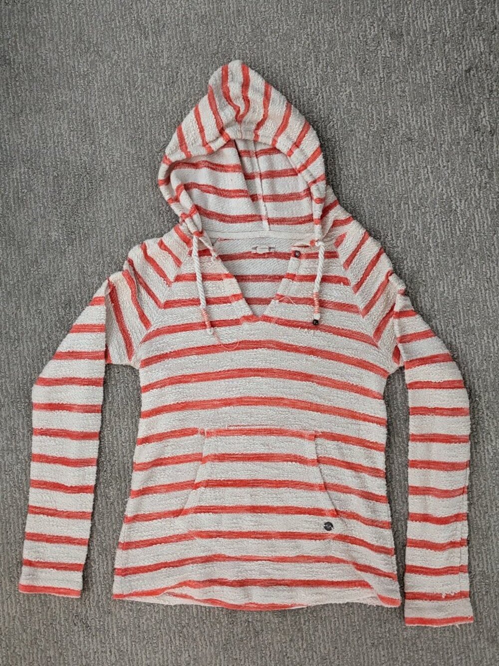 Roxy Orange and White striped hoodie sweater Size S
